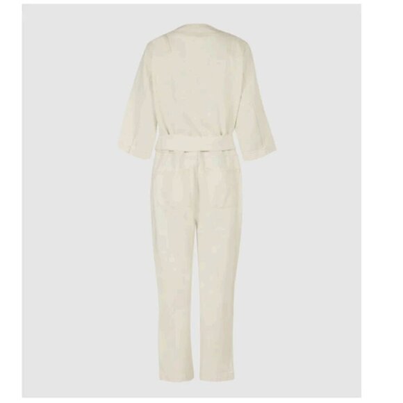 ALLSAINTS Mira Utility Denim Jumpsuit Natural White Size 4 - Picture 6 of 14